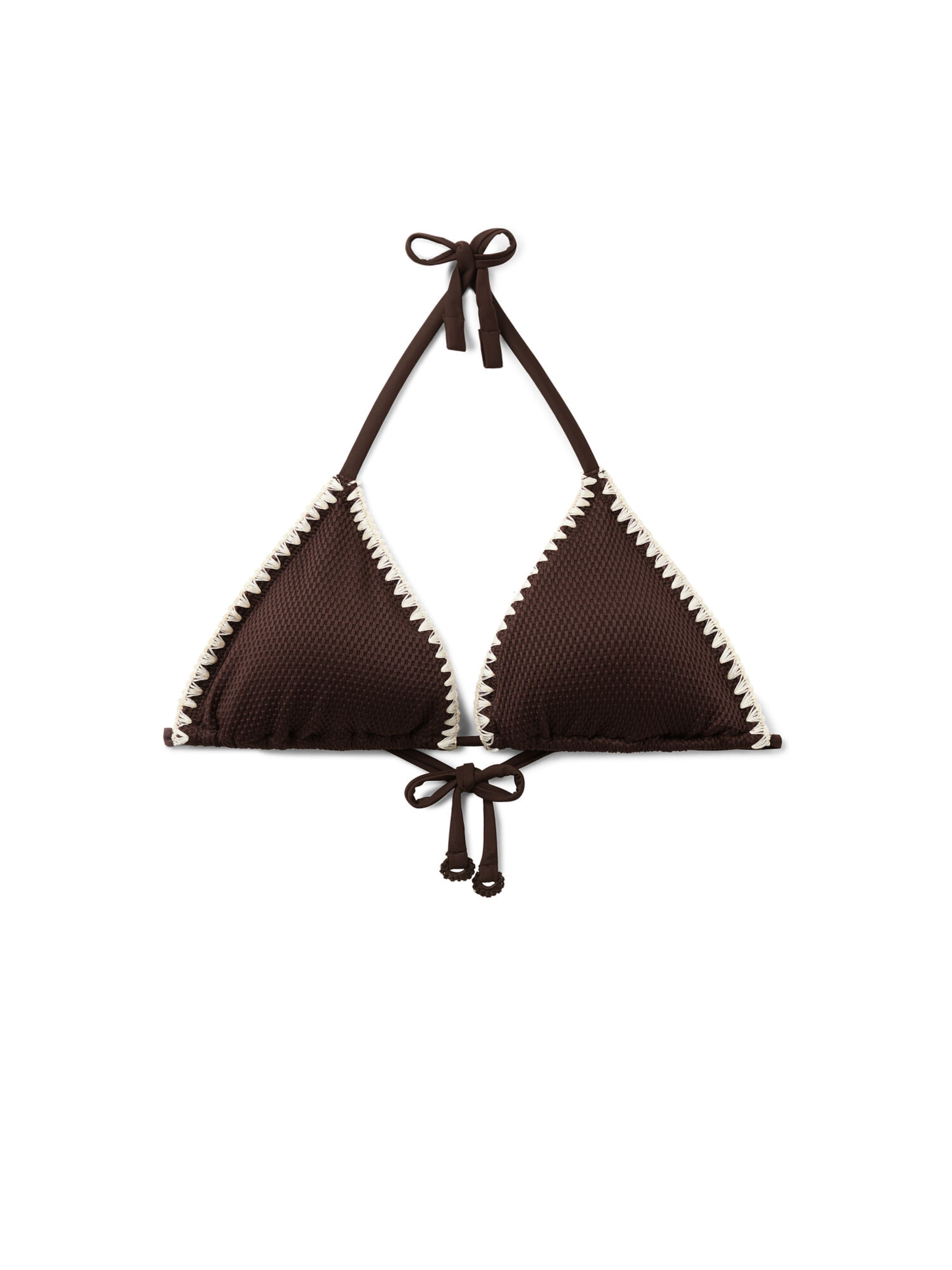 CALZEDONIA Triangle Bikini Top 'Bicolor Embroidery' in Brown: front