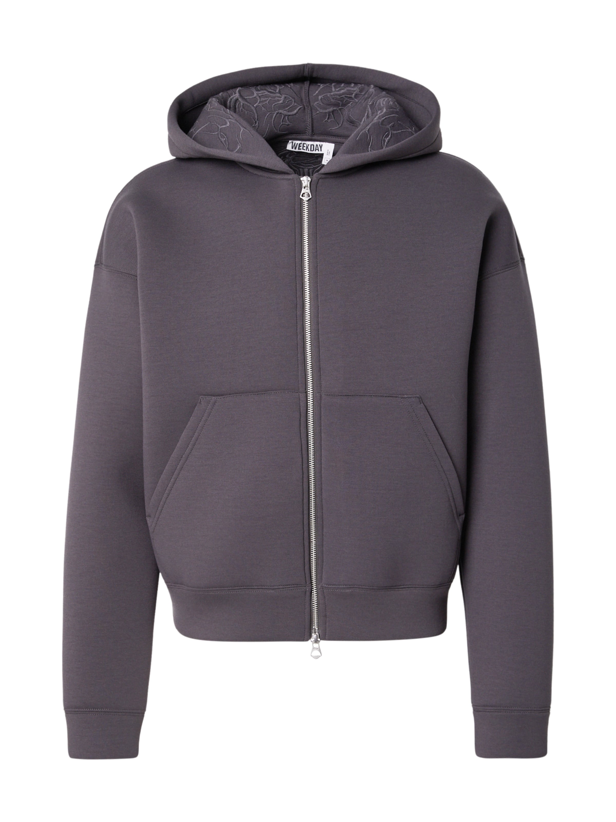 WEEKDAY Кофта на молнии 'Simon' в Серый: спереди