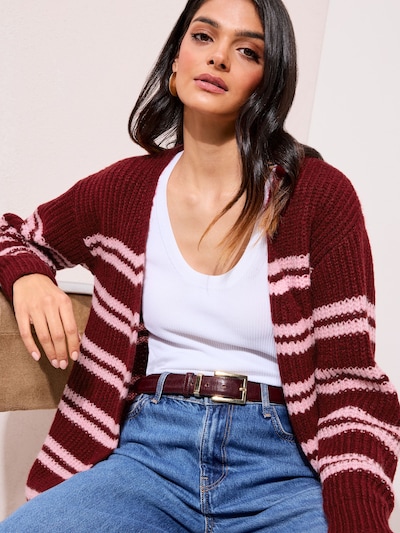 Friends Like These Gebreid vest 'Friends Like These' in de kleur Bordeaux / Pastelrood, Productweergave