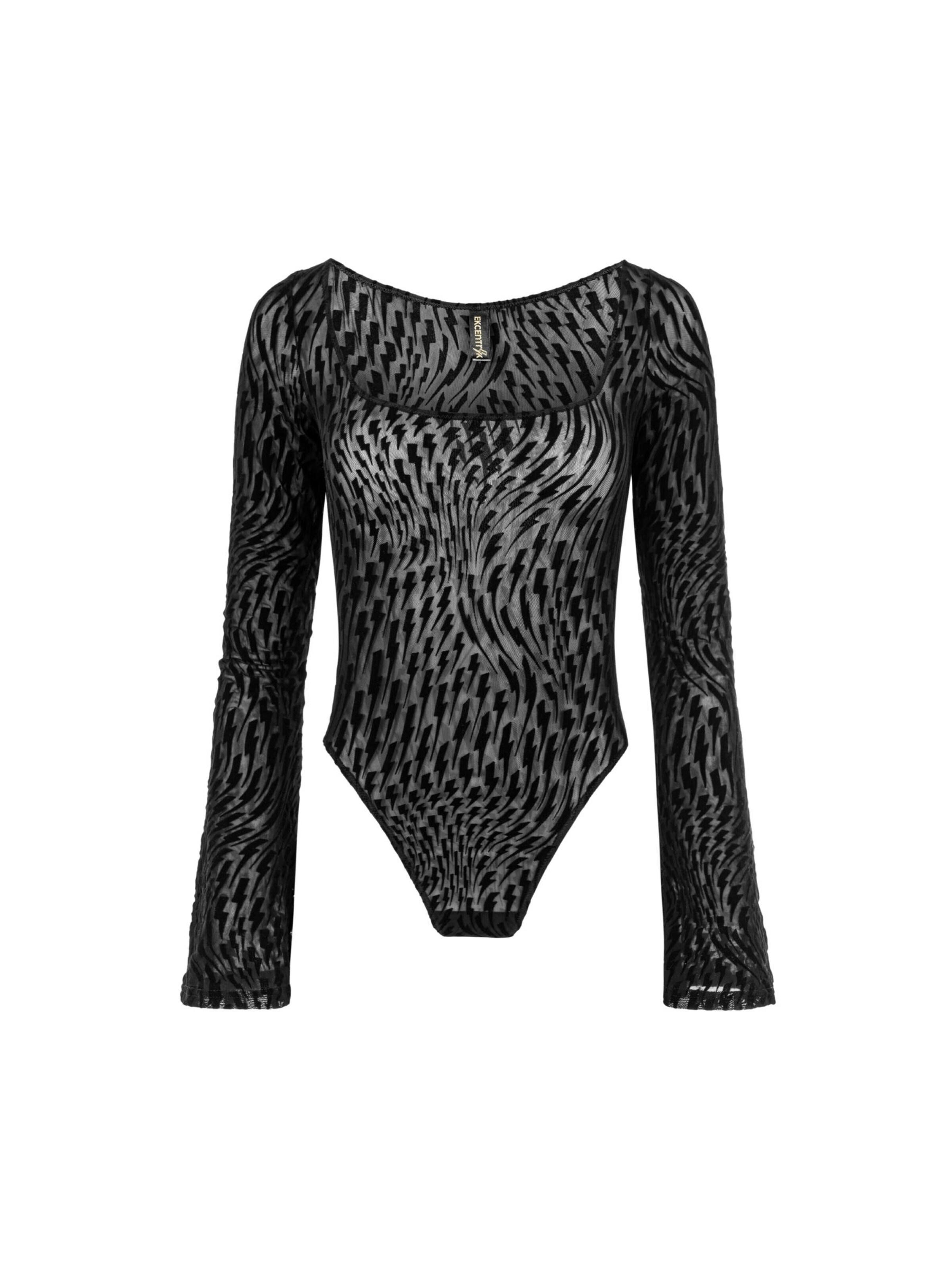 EKCENTRIK Blouse body 'Thunderbeats' in Zwart: voorkant