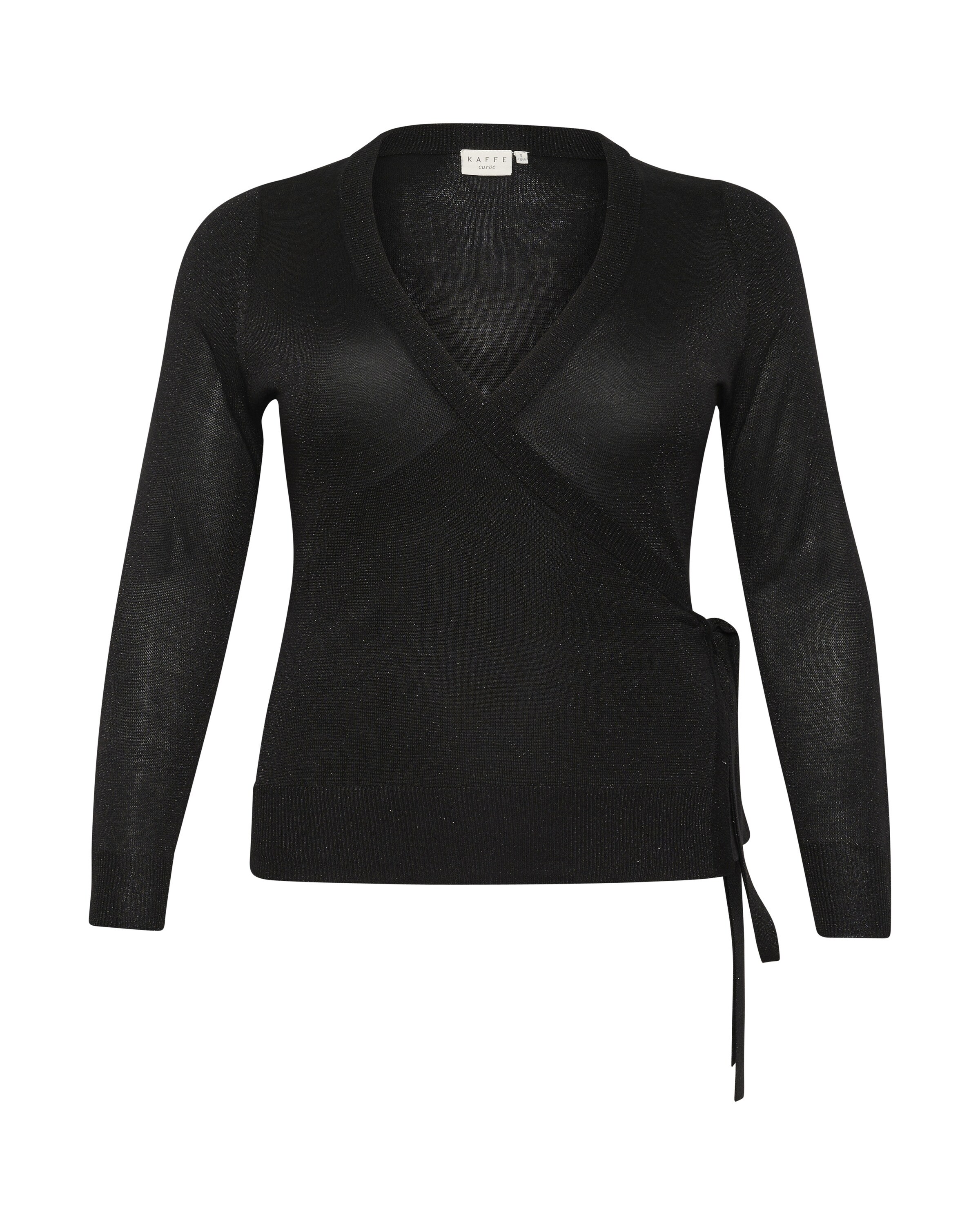 KAFFE CURVE Gebreid vest 'Ankre' in Zwart: voorkant