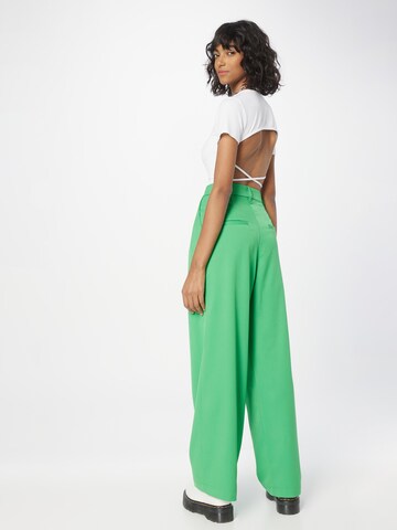 Monki Wide leg Pleat-Front Pants in Green