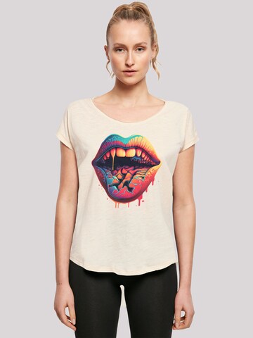 T-shirt F4NT4STIC en beige : devant