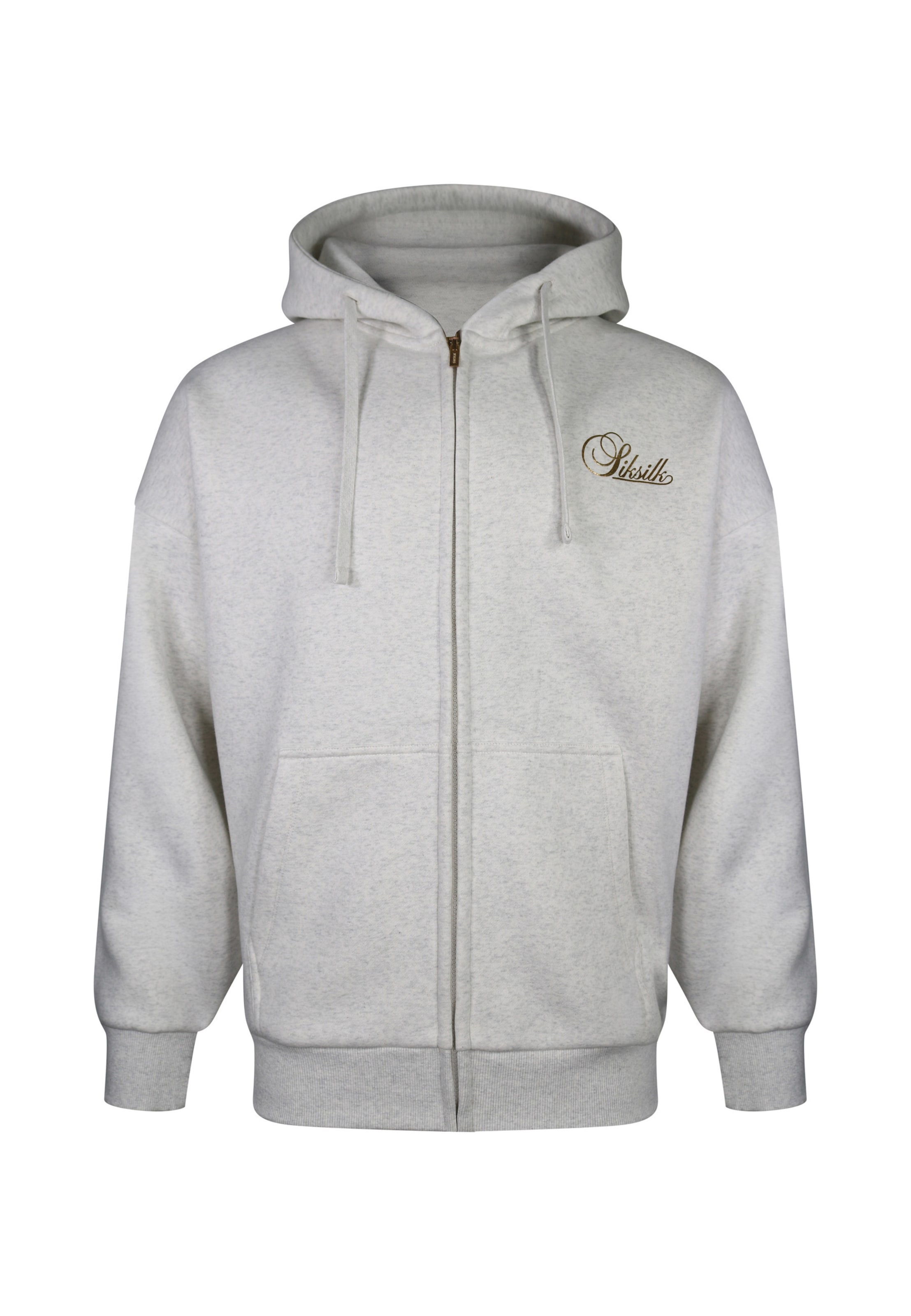 SikSilk Zip-Up Hoodie 'Essentials' in Grey: front