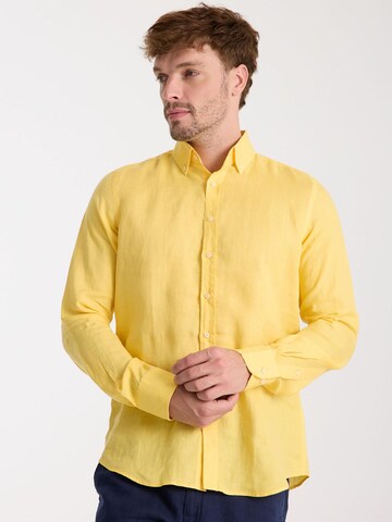 Slim fit Camicia business 'Leonardo Linen Man Shirt' di 7Camicie in giallo