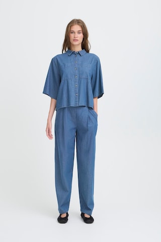 ICHI Wide leg Bandplooi jeans 'IHXaurora' in Blauw