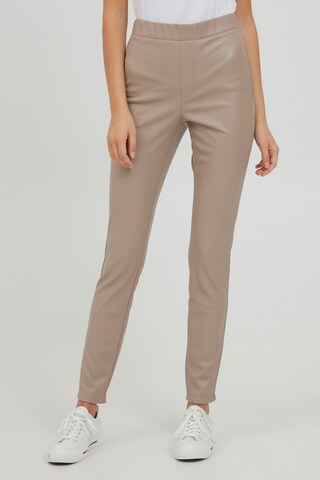 Oxmo Slimfit Lederimitathose 'PAULINE' in Beige: predná strana