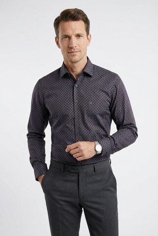 OLYMP Comfort fit Button Up Shirt in Grey: front