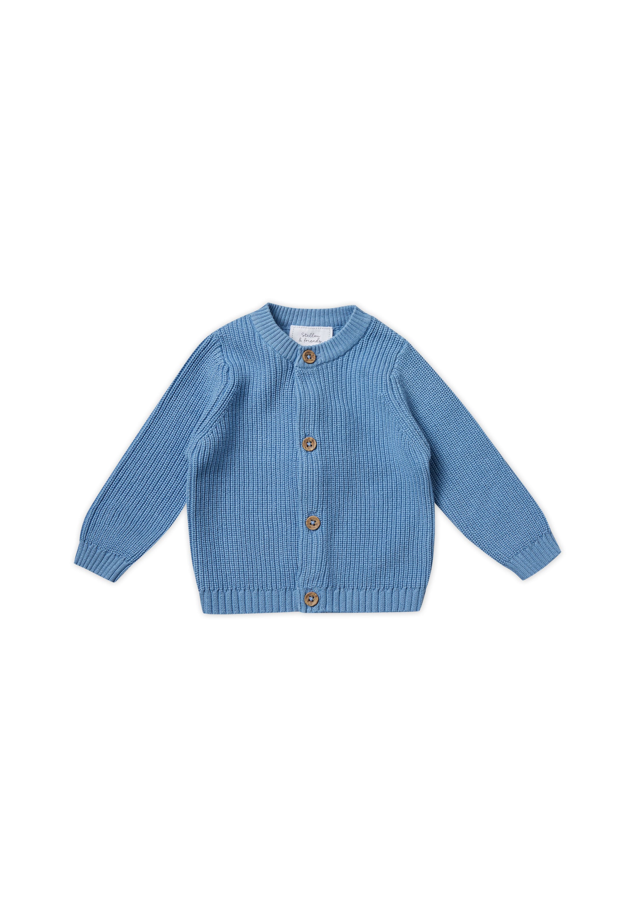 Stellou & Friends Knit cardigan in Blue: front