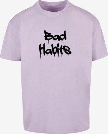 Merchcode T-Shirt 'Bad Habits' in Lila: predná strana