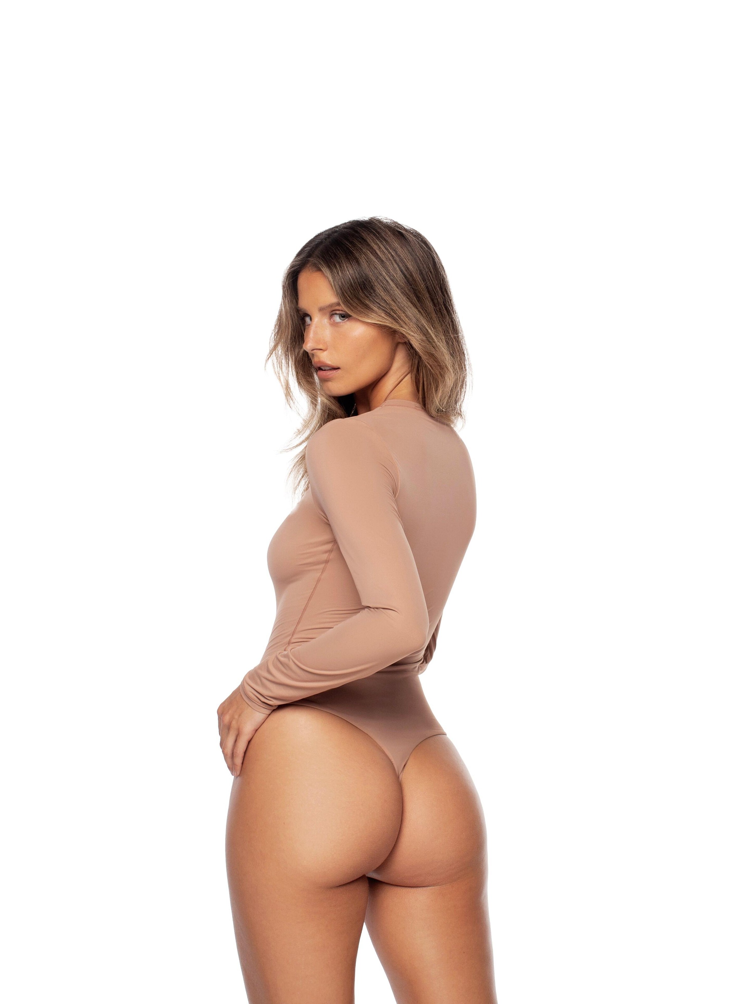 GOD SAVE QUEENS Bodysuit 'Second Skin' in Brown