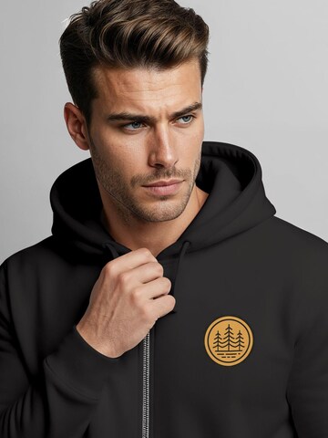 Neverless Sweatjacke 'Bäume Badge'‌‌‌‌‌‌‌‌ in Schwarz