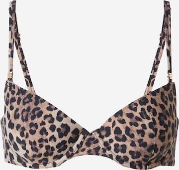 Hunkemöller T-Shirt Bikinitoppi 'Animalia' värissä ruskea: etupuoli