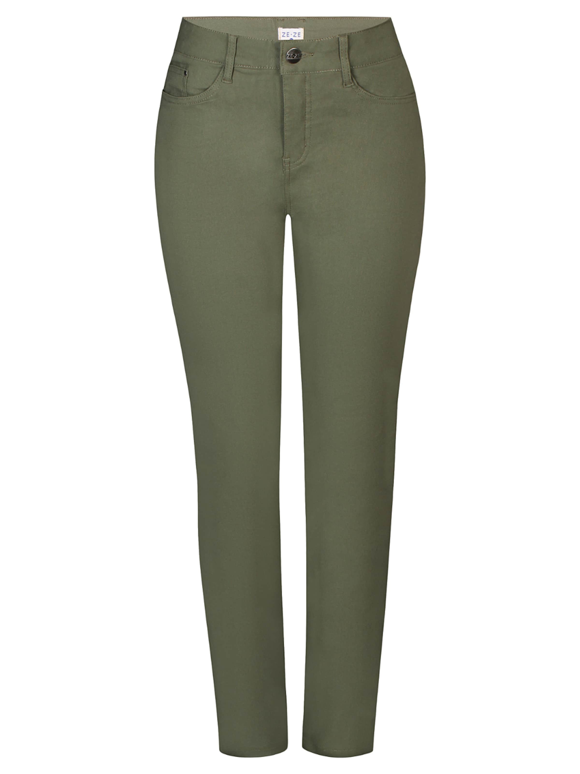 ze-ze Regular Broek 'Shape 2' in Groen: voorkant