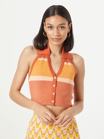 Cotton On - Top de punto en naranja: frente