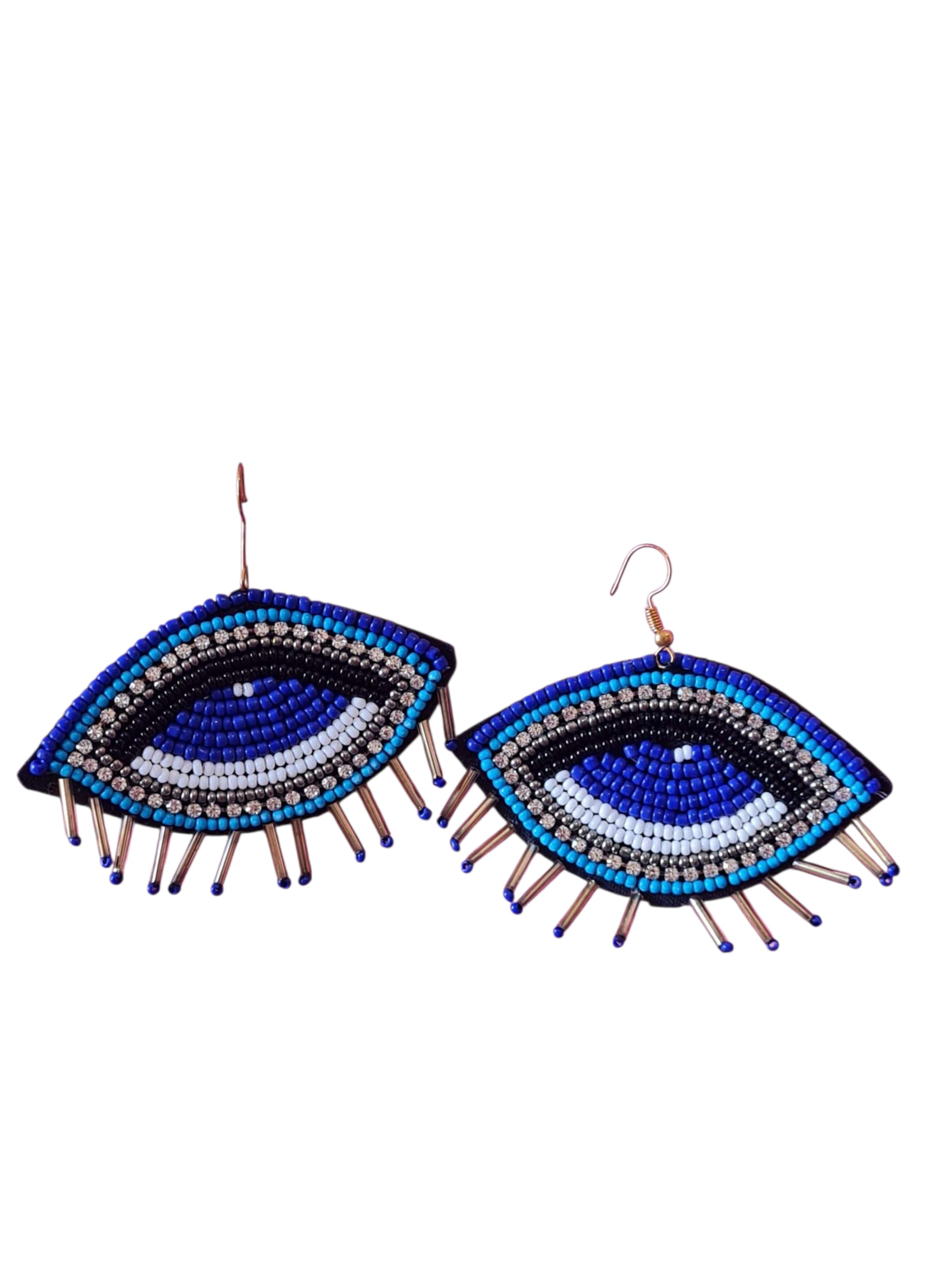 PfauGermany Earrings 'Evil Eye' in Blue: front