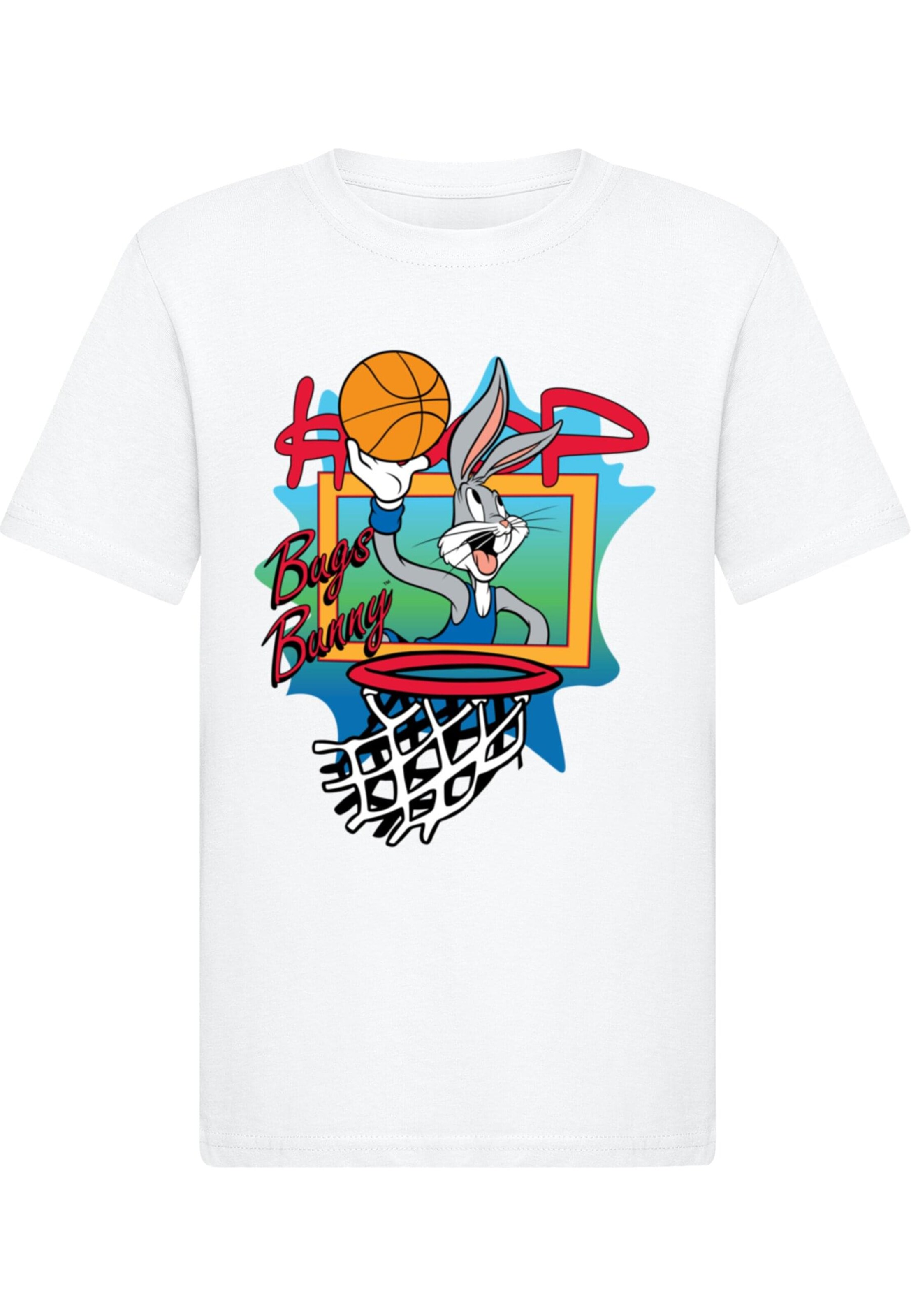 ABSOLUTE CULT Shirt 'Looney Tunes - Bugs Hoops' in Wit: voorkant
