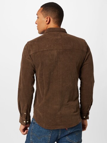 Redefined Rebel Regular fit Button Up Shirt 'Sean' in Brown