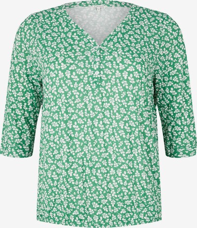 Tom Tailor Women + Bluse in grasgrün / weiß, Produktansicht