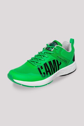 CAMP DAVID Power Sneaker mit Knit-Design und Logo-Stickerei in Grün: Vorderseite