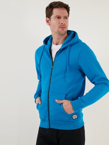 Buratti Zip-Up Hoodie in Blue: front