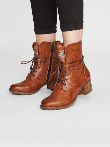 MUSTANG Lace-up bootie in Brown: front