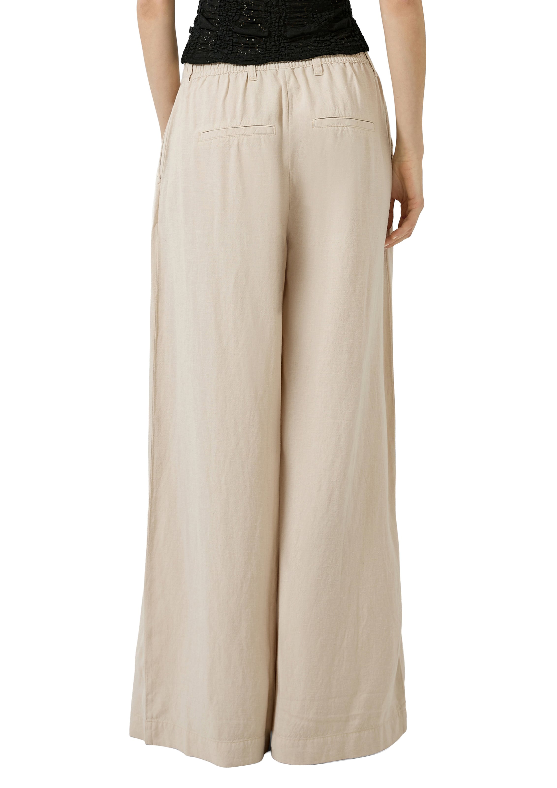 Wide Leg Pantalon à pince QS en beige