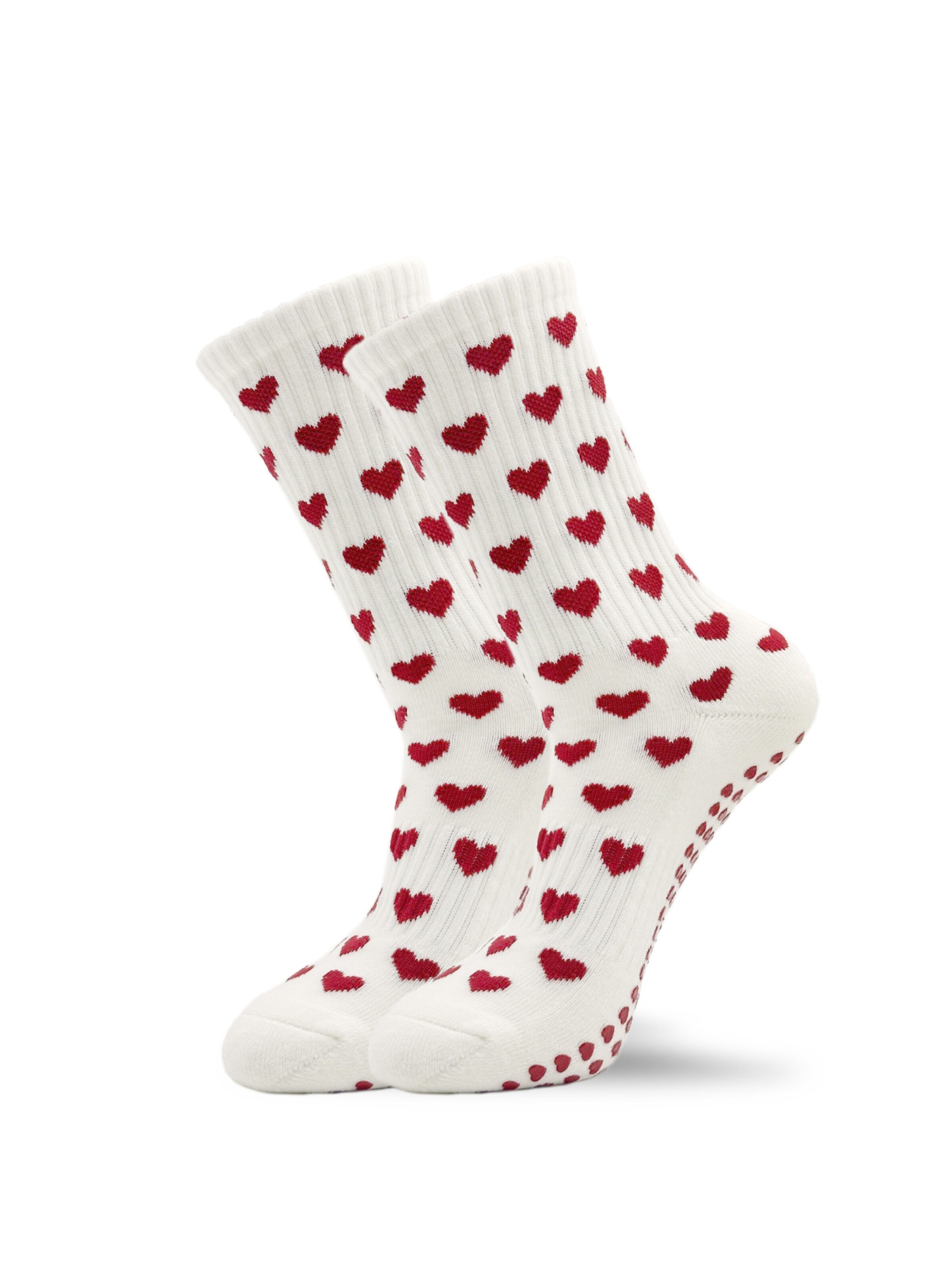 grippyglow Athletic Socks 'Pilates Socken aus Baumwolle mit Herzen (2er Pack)' in Beige: front