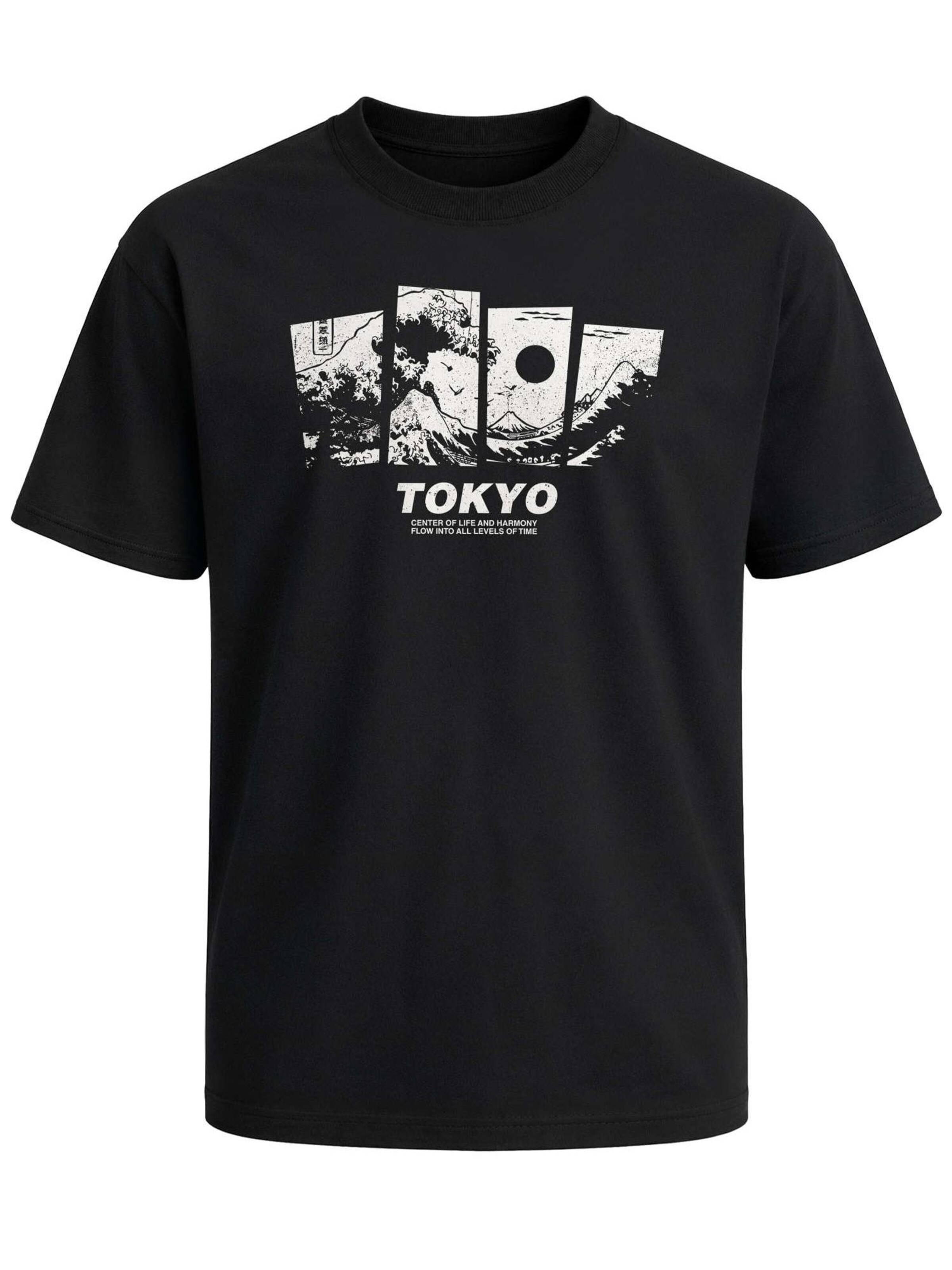 Neverless Shirt 'Tokyo Wave'‌‌‌‌‌‌‌‌ in Schwarz: Vorderseite