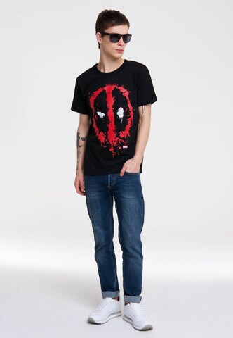 LOGOSHIRT T-Shirt 'Marvel Deadpool Face' in Schwarz