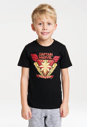 LOGOSHIRT Shirt 'Marvel Comics' in Zwart: voorkant