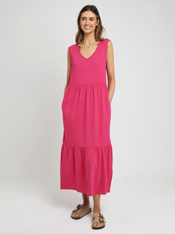 Threadbare Zomerjurk 'Byers Tiered' in Roze: voorkant