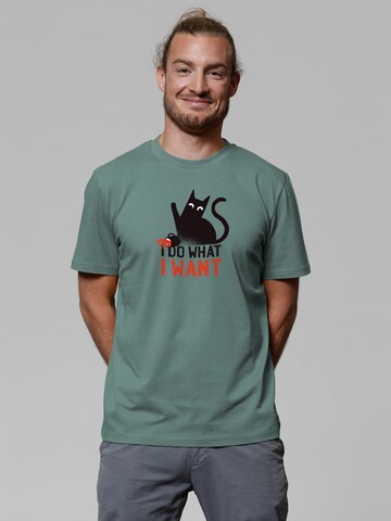 Watapparel Shirt 'Cat' in Grün: Vorderseite