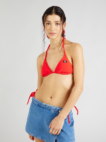 Calvin Klein Swimwear Triangle Bikini Top in Red: front