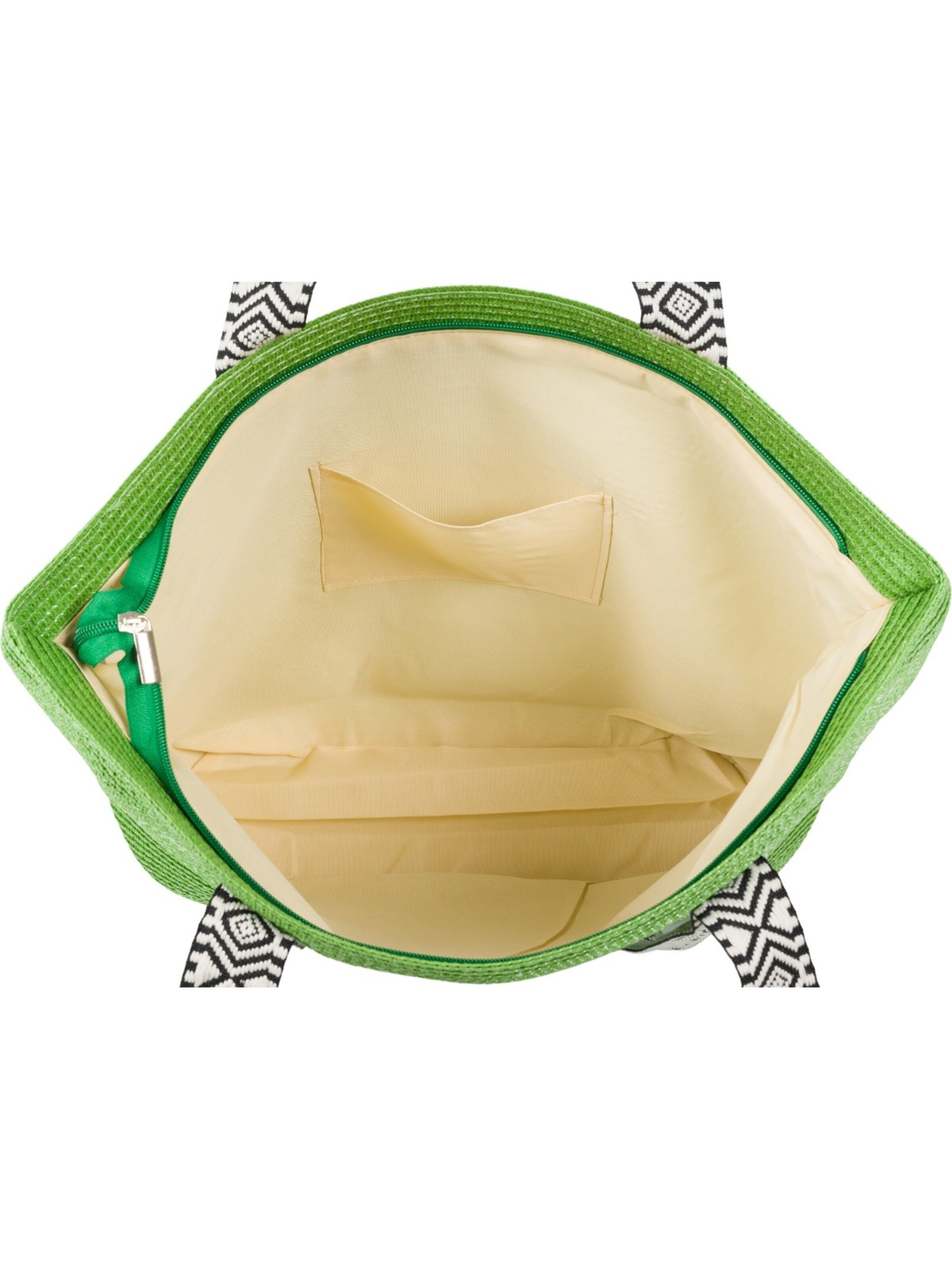 styleBREAKER Beach bag 'Papierstroh Strandtasche Azteken Muster' in Green