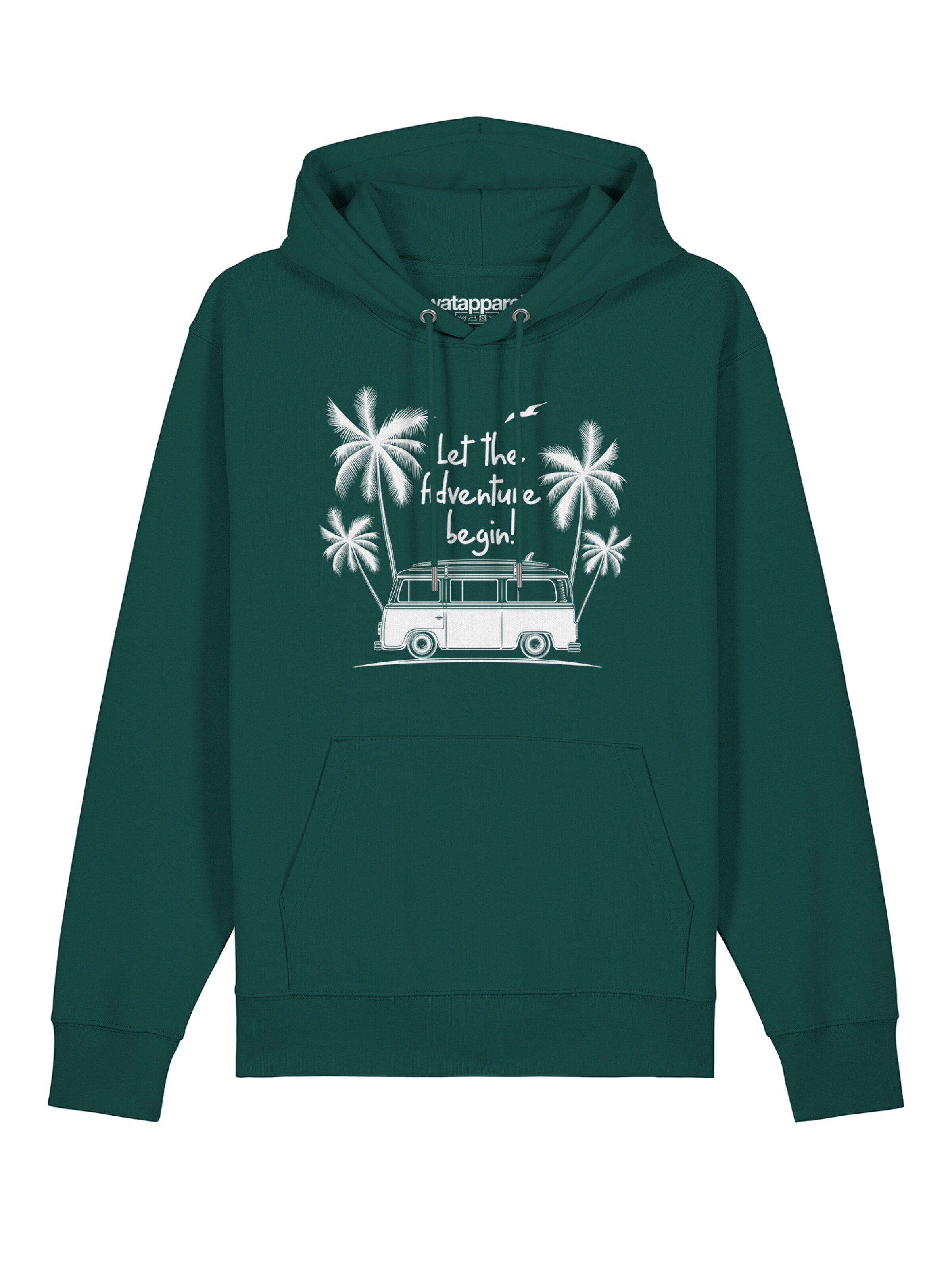 Watapparel Sweatshirt ' Let the adventure begin ' in Groen: voorkant