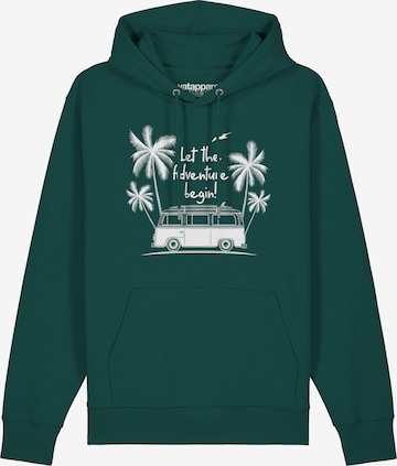 Sweat-shirt ' Let the adventure begin ' Watapparel en vert : devant
