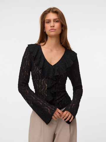 juoda VERO MODA Marškinėliai 'VMFLORA': priekis