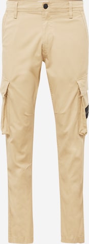 Skinny Pantalon cargo Calvin Klein Jeans en beige : devant