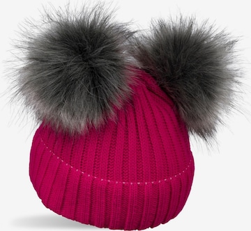 styleBREAKER Beanie 'Kinder Bommelmütze mit zwei Bommel' in Pink: front