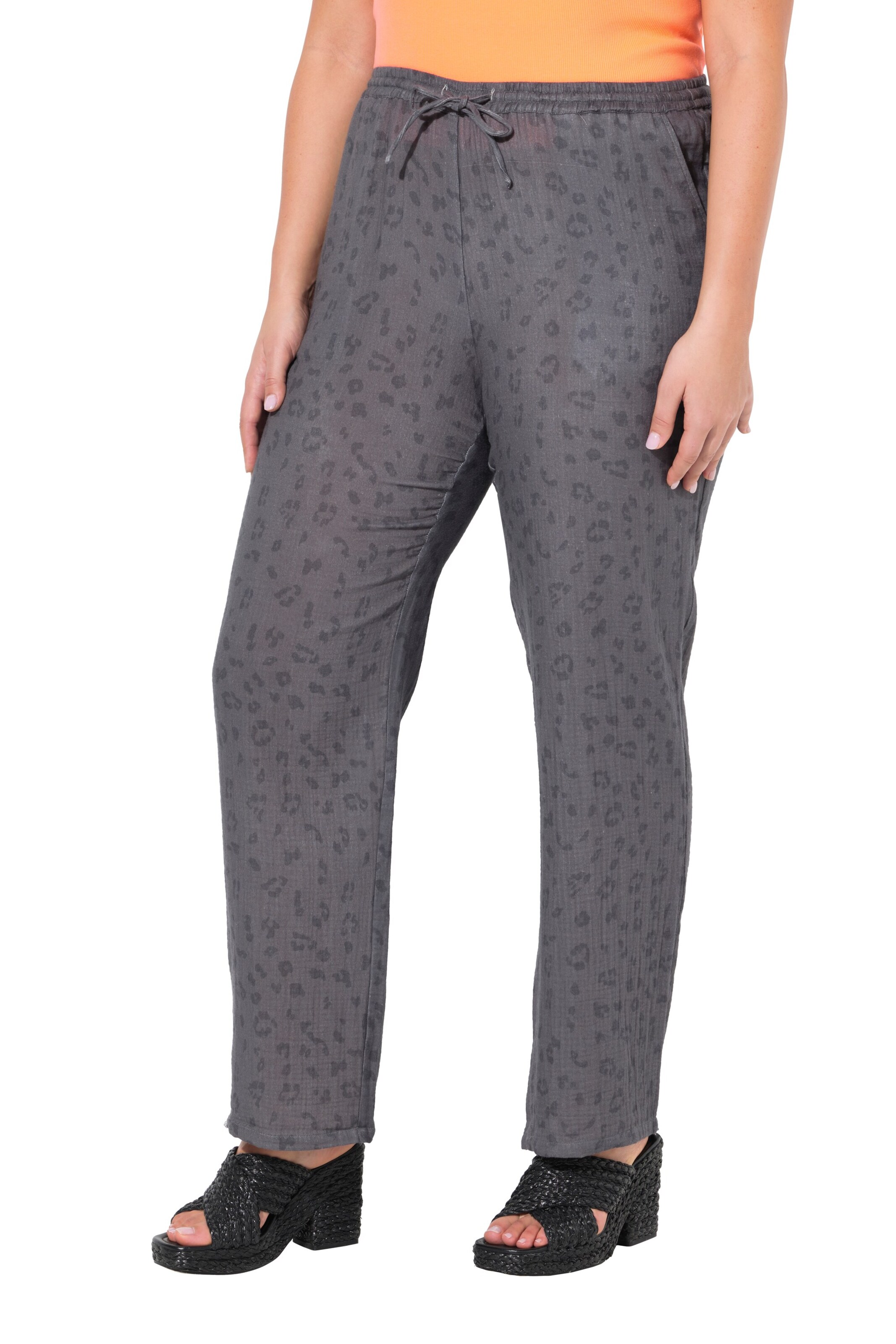 Ulla Popken Loosefit Broek in Grijs: voorkant