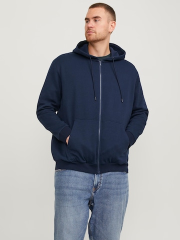 Jack & Jones Plus Zip-Up Hoodie 'Bradley' in Blue: front