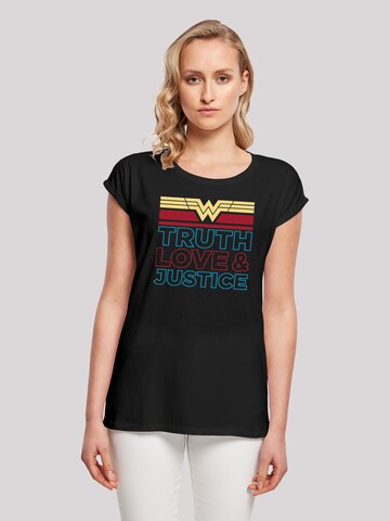 F4NT4STIC Shirt 'DC Comics Wonder Woman 84 Truth Love And Justice' in Zwart: voorkant