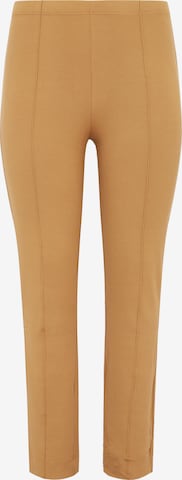 Yoek Pleated Pants ' Diagonal ' in Brown: front