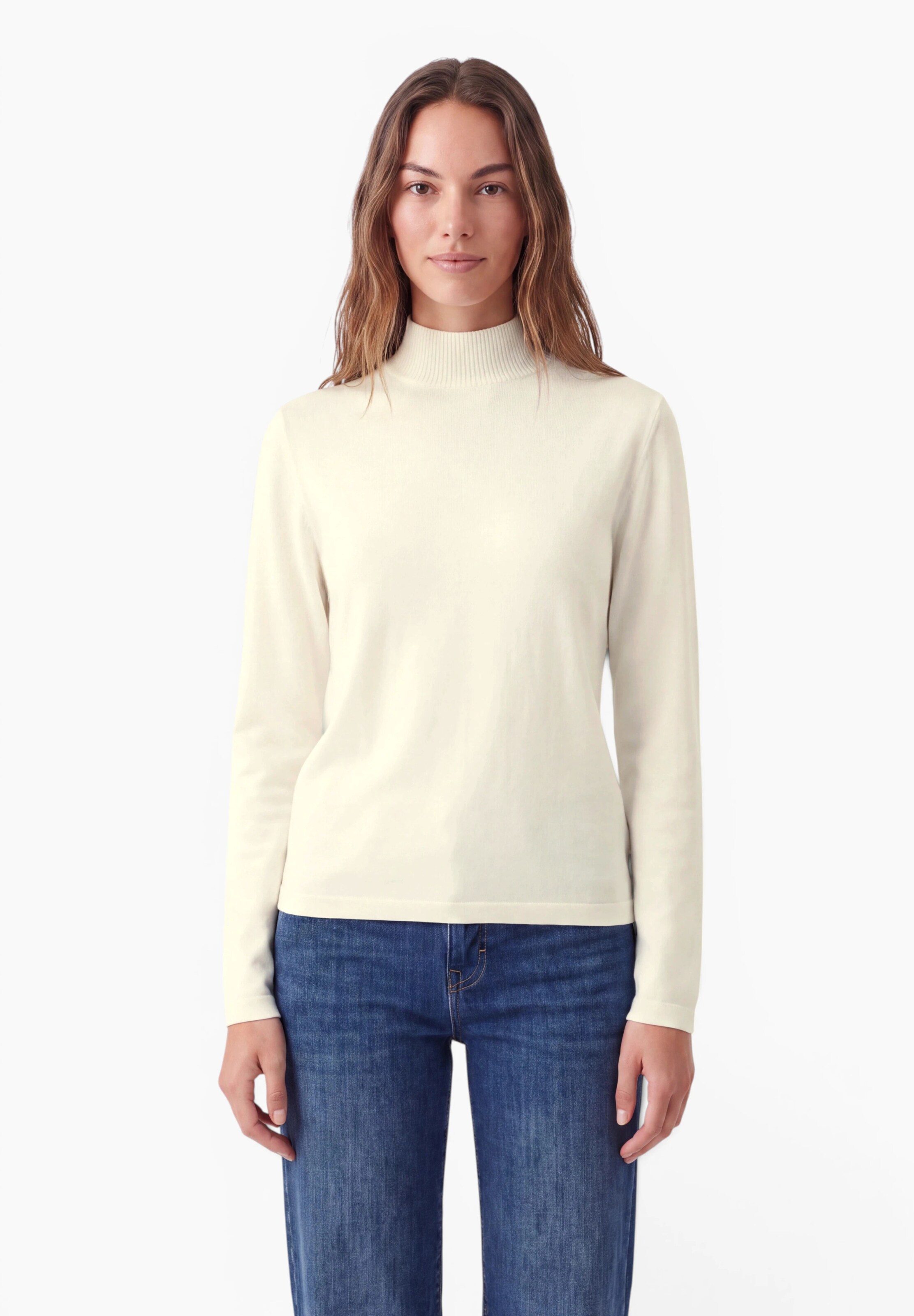 Street One Studio Langarm Pullover mit Turtle Neck in Weiß: Vorderseite