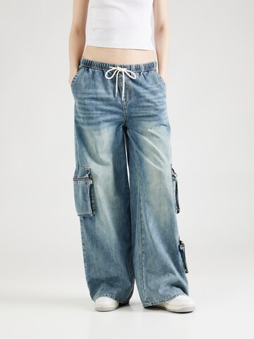 True Religion Wide leg Cargo Jeans in Blue: front