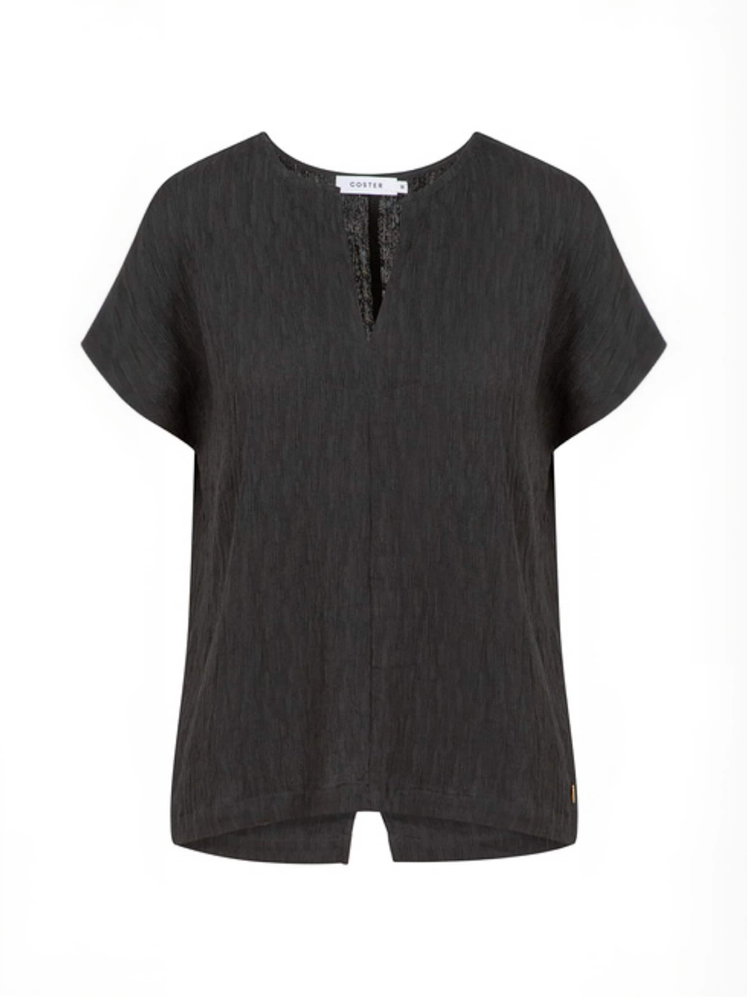 Coster Copenhagen Shirt ' Structure ' in Schwarz: Vorderseite