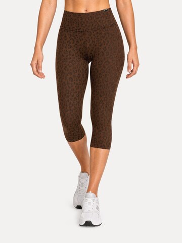 Skinny Leggings ' Velvara ' Smilodox en marron : devant