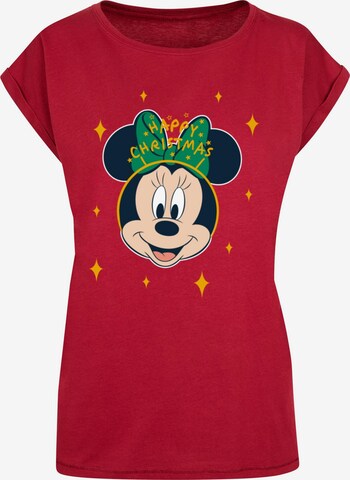 ABSOLUTE CULT Shirt 'Minnie Mouse - Happy Christmas' in Rood: voorkant