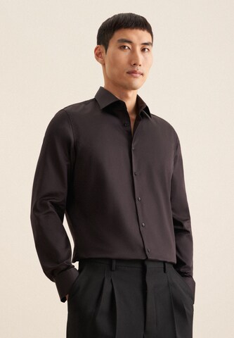 SEIDENSTICKER Slim Fit Hemd in Schwarz: Vorderseite